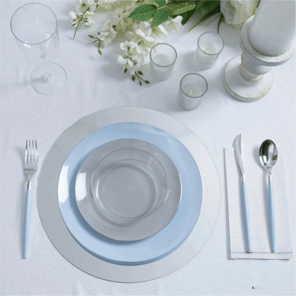 13" Silver Round Lightweight Mirror Plastic Charger Plate: 1 Pack