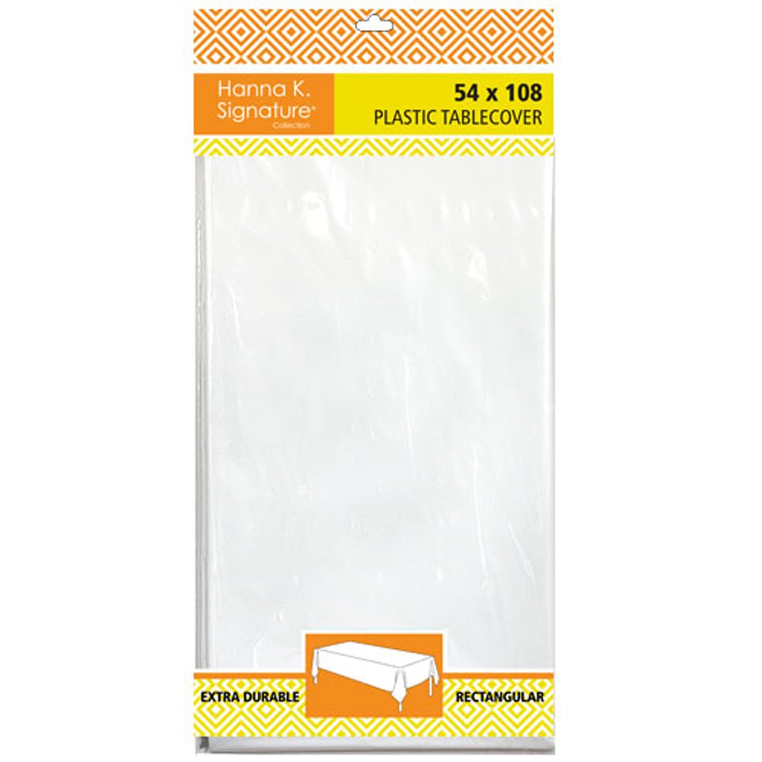 54" x 108" White Rectangle  Disposable Plastic Premium Tablecloth Heavyweight