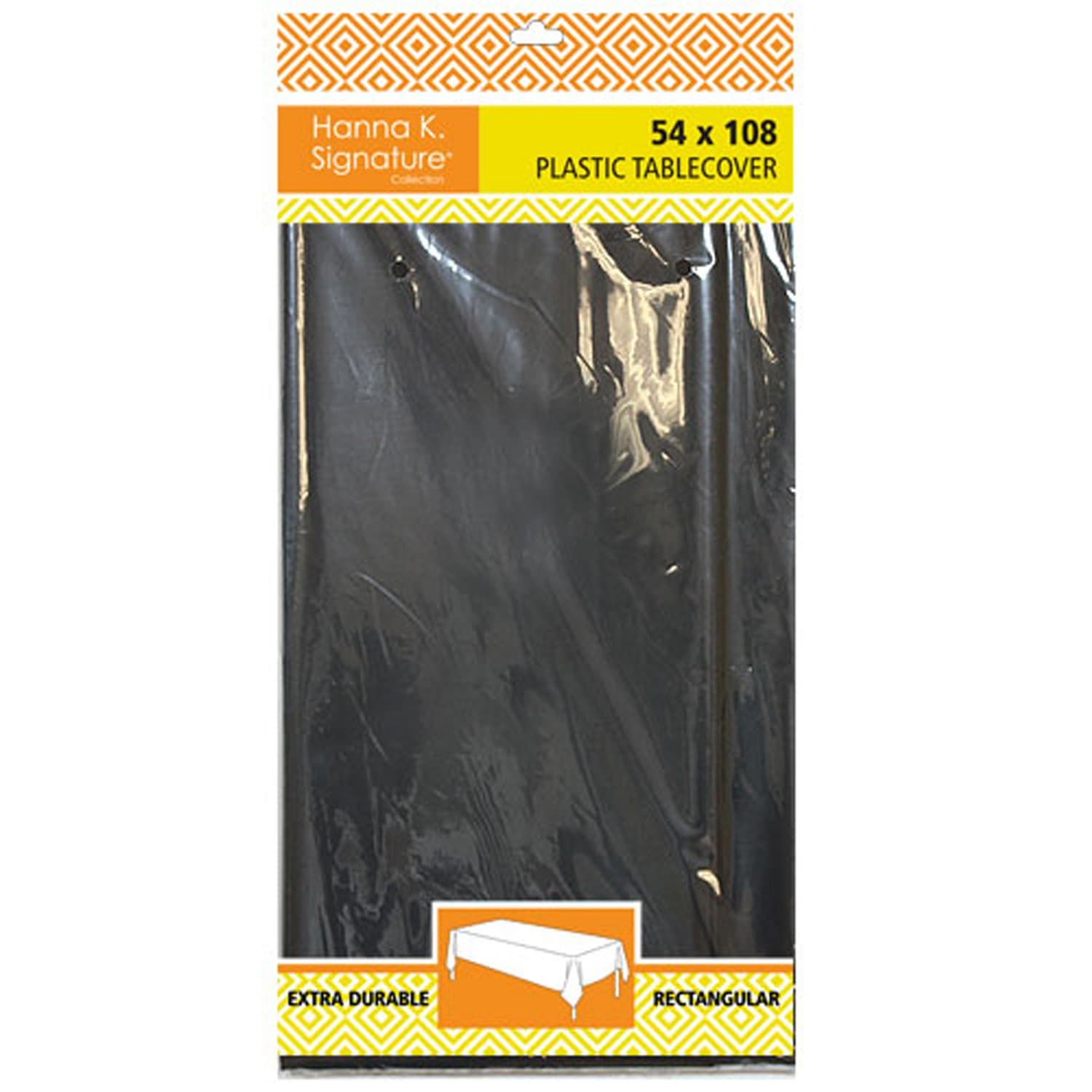 54" x 108" Black Rectangle Disposable Plastic Premium Tablecloth Heavyweight