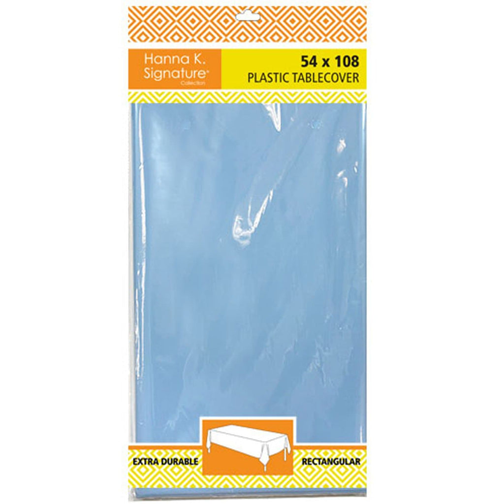 54" x 108" Light Blue Rectangle Disposable Plastic Premium Tablecloth Heavyweight