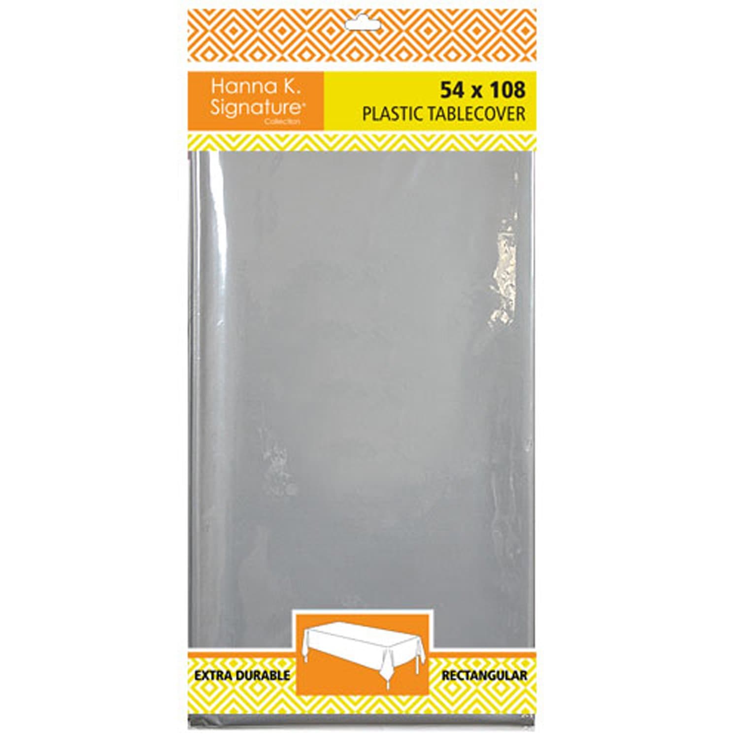 54" x 108" Silver Rectangle Disposable Plastic Premium Tablecloth Heavyweight