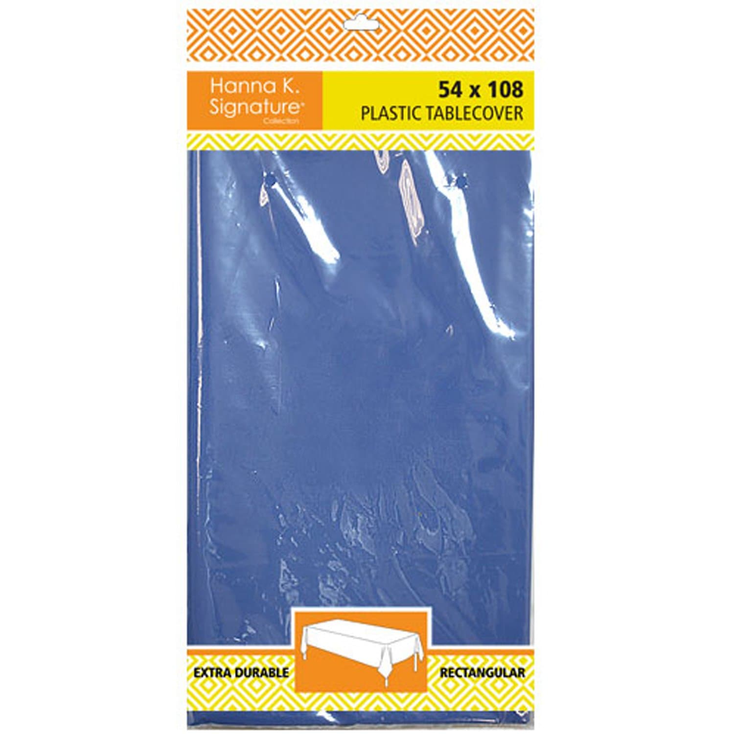 54" x 108" Blue Rectangle Disposable Plastic Premium Tablecloth Heavyweight