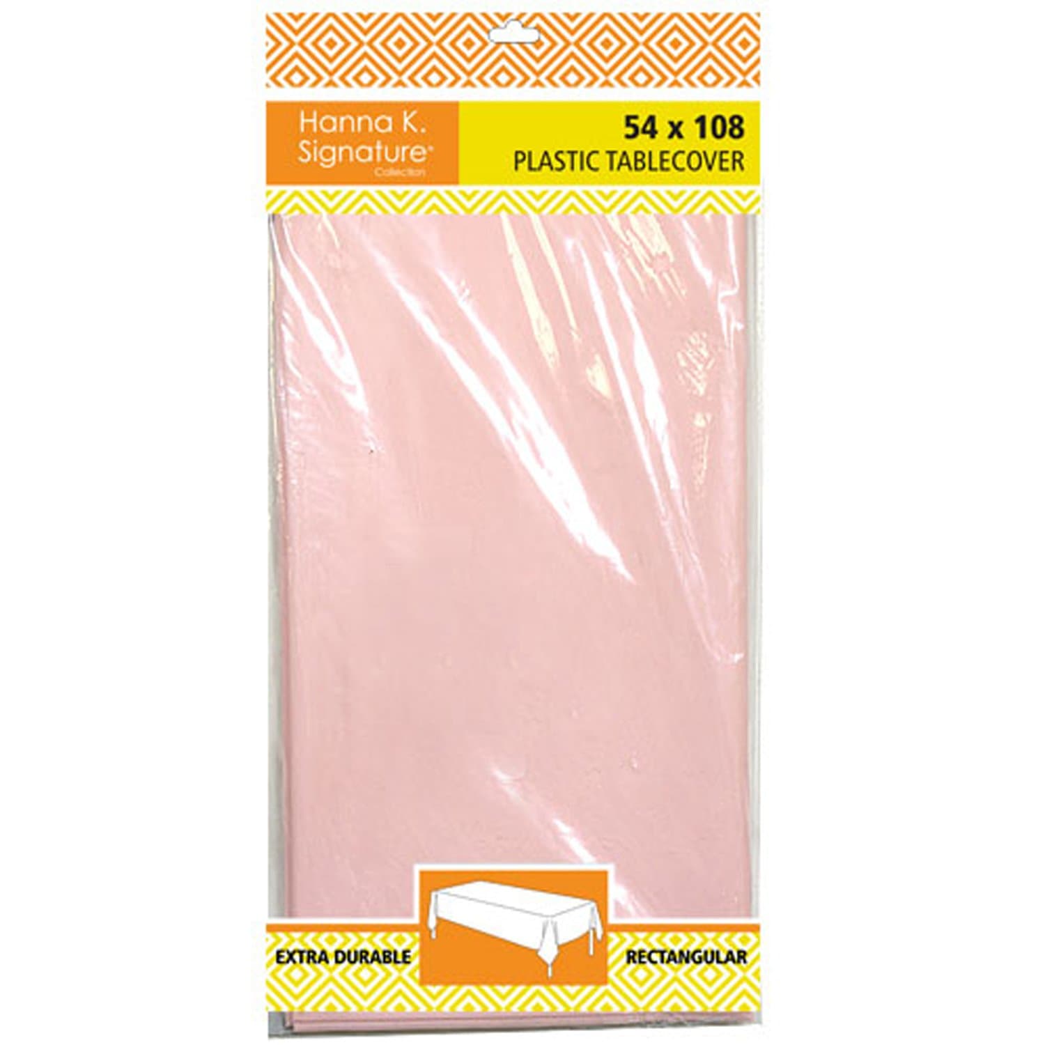 54" x 108" Light Pink Rectangle   Disposable Plastic Premium Tablecloth Heavyweight