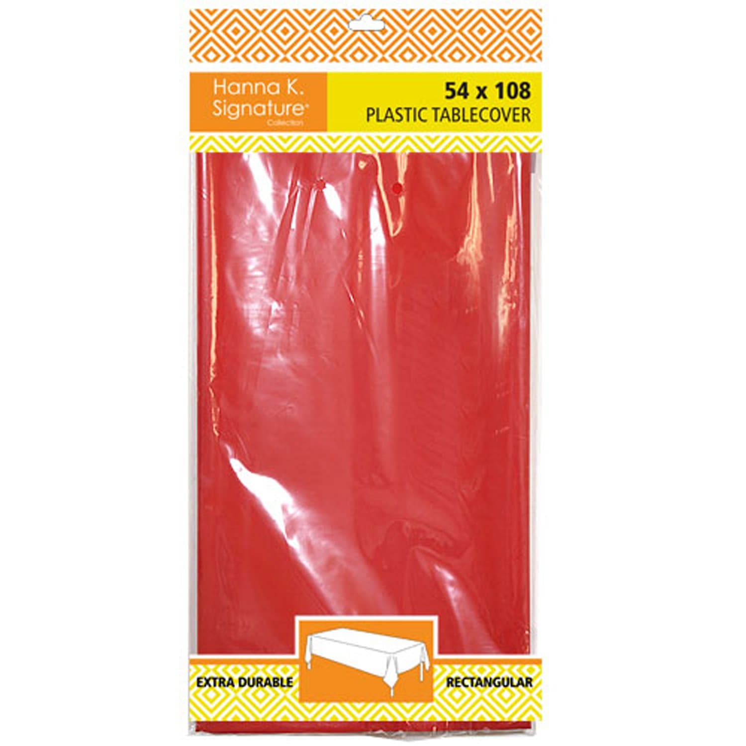 54" x 108" Red Rectangle Disposable Plastic Premium Tablecloth Heavyweight