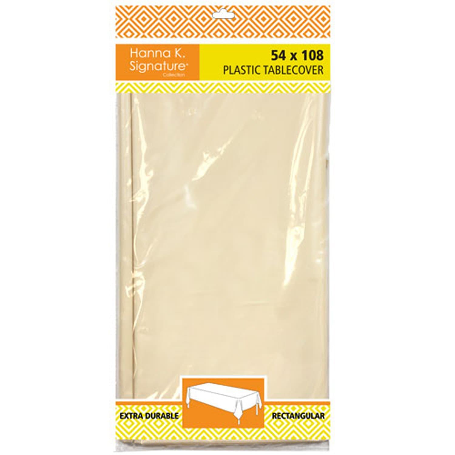 54" x 108" Ivory Rectangle Disposable Plastic Premium Tablecloth Heavyweight