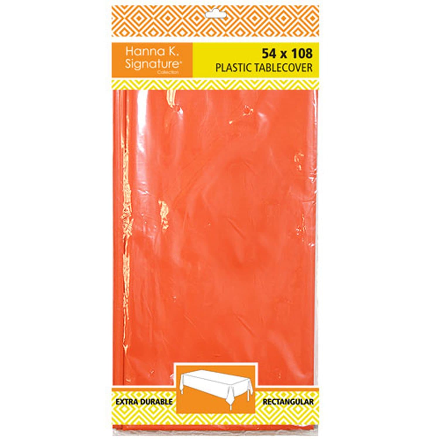 54" x 108" Orange Rectangle Disposable Plastic Premium Tablecloth Heavyweight