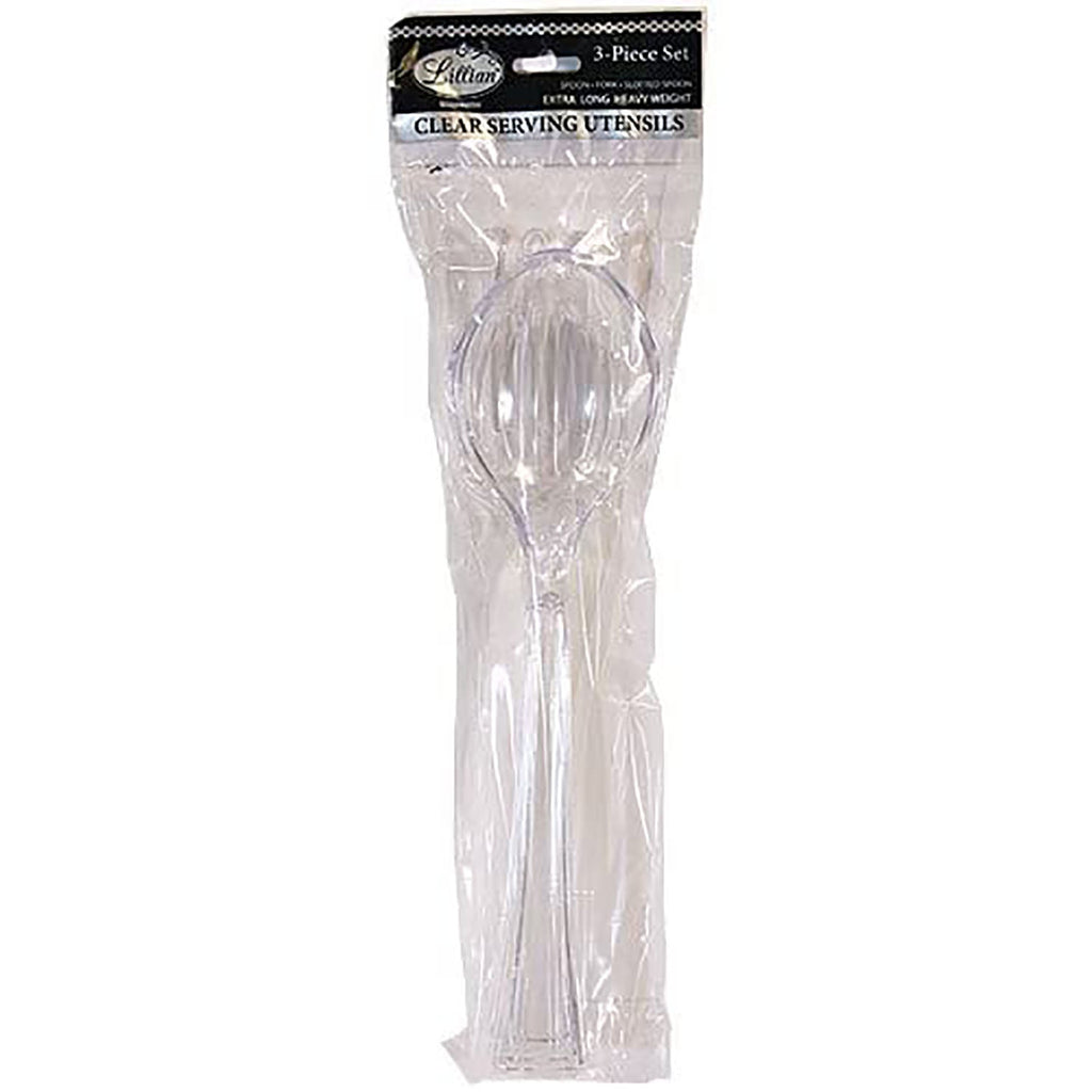 12" Clear Heavyweight Slotted Salad Serving Spoon Plastic