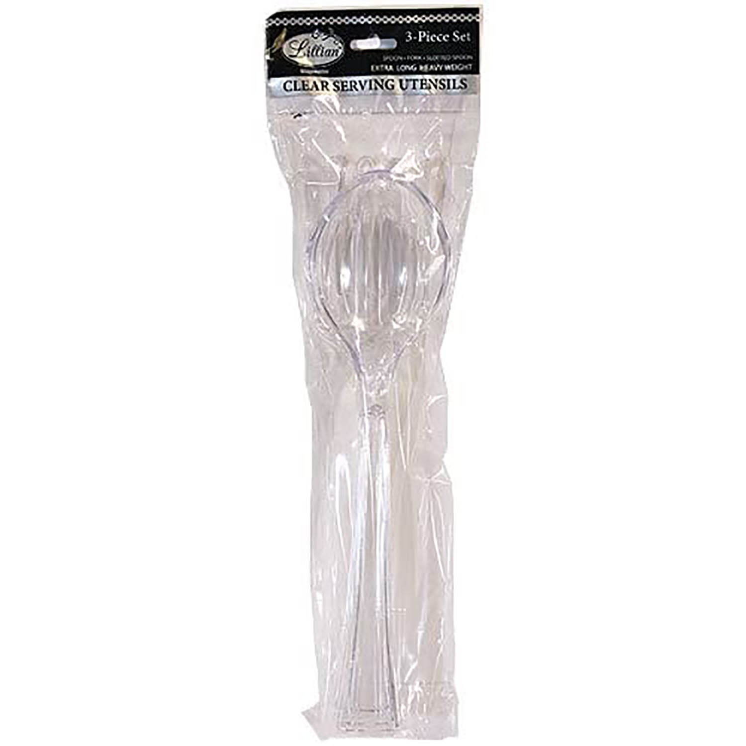 12" Clear Heavyweight Slotted Salad Serving Spoon Plastic