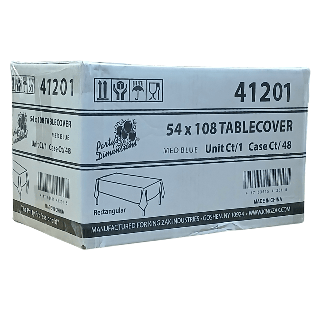 *WHOLESALE* 54''X108'' Medium Blue Rectangular Table cover Disposable Plastic 48/Case