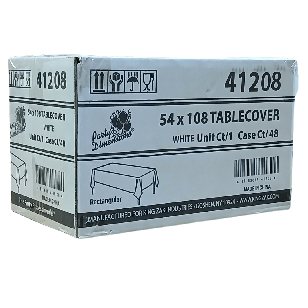 *WHOLESALE* 54'' X 108'' White Rectangular Table cover Disposable Plastic 48/Case