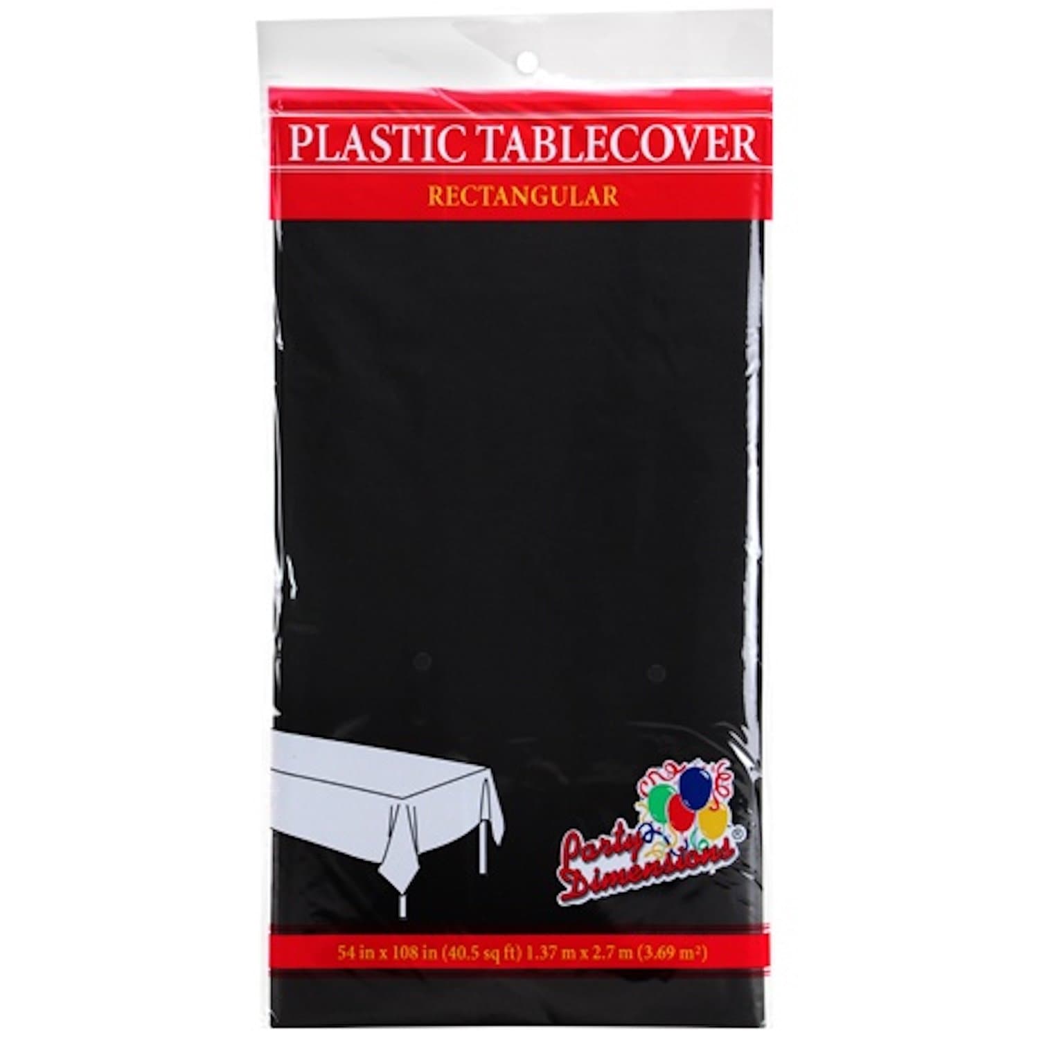 54'' X 108'' Black Rectangular Tablecover Plastic