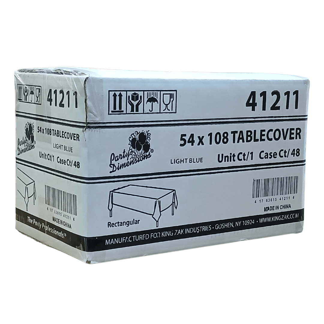 *WHOLESALE* 54'' X 108'' Light Blue Rectangular Table cover Disposable Plastic 48/Case