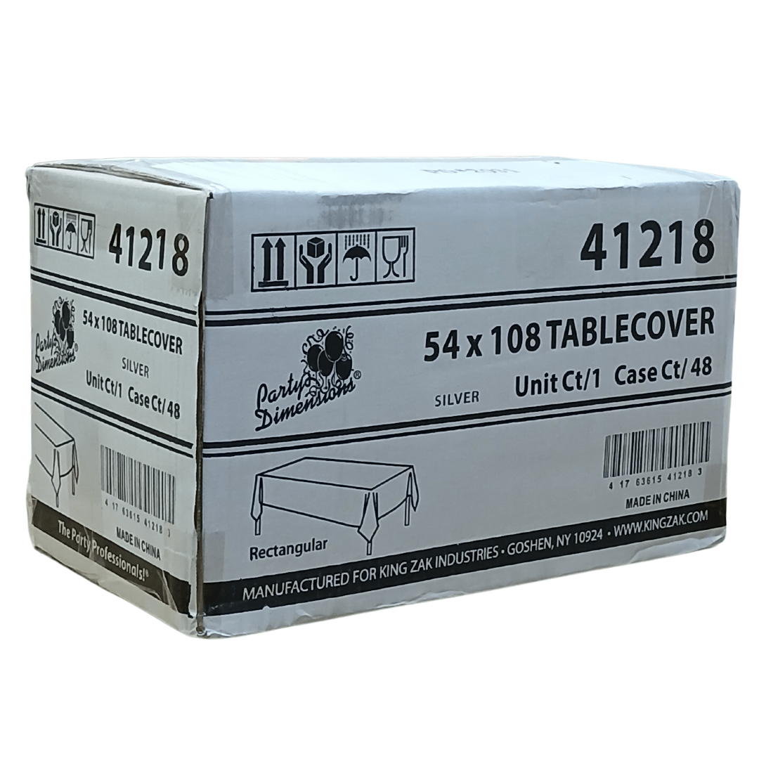 *WHOLESALE* 54'' X 108'' Silver Rectangular Table cover Disposable Plastic 48/Case