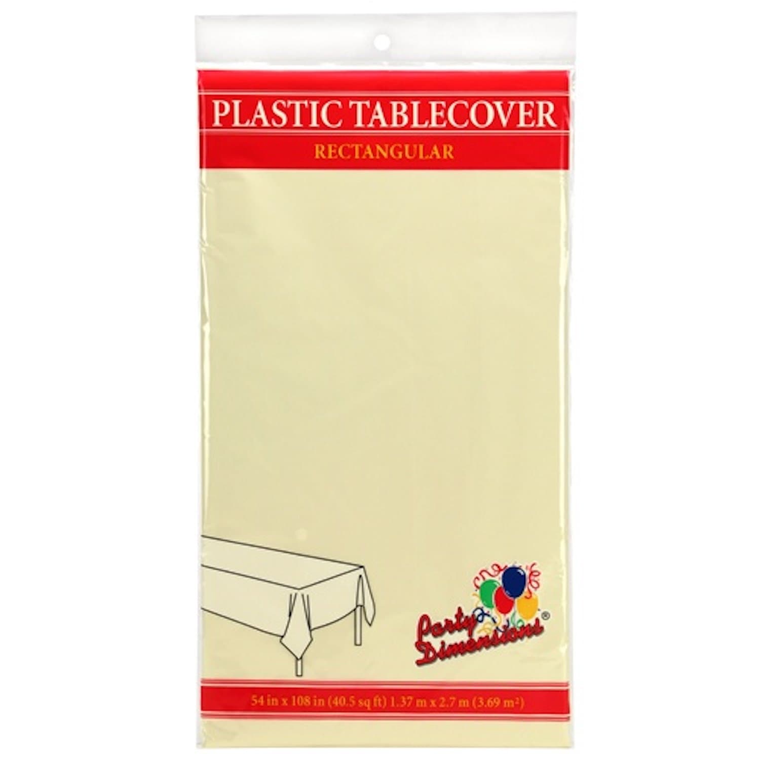54'' X 108'' Ivory Rectangular Tablecover Plastic