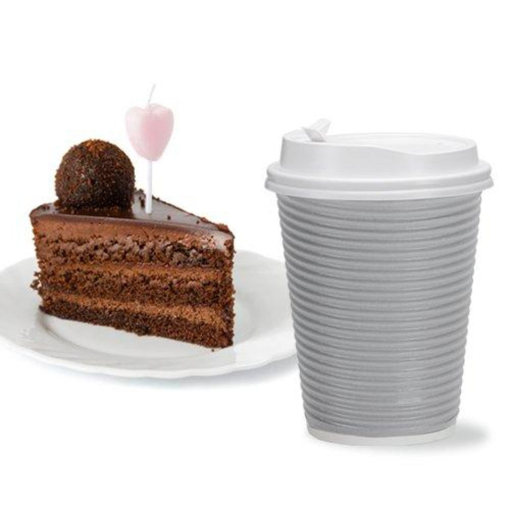 12 oz Paper Cup Ripple Hot Cold Silver with lid