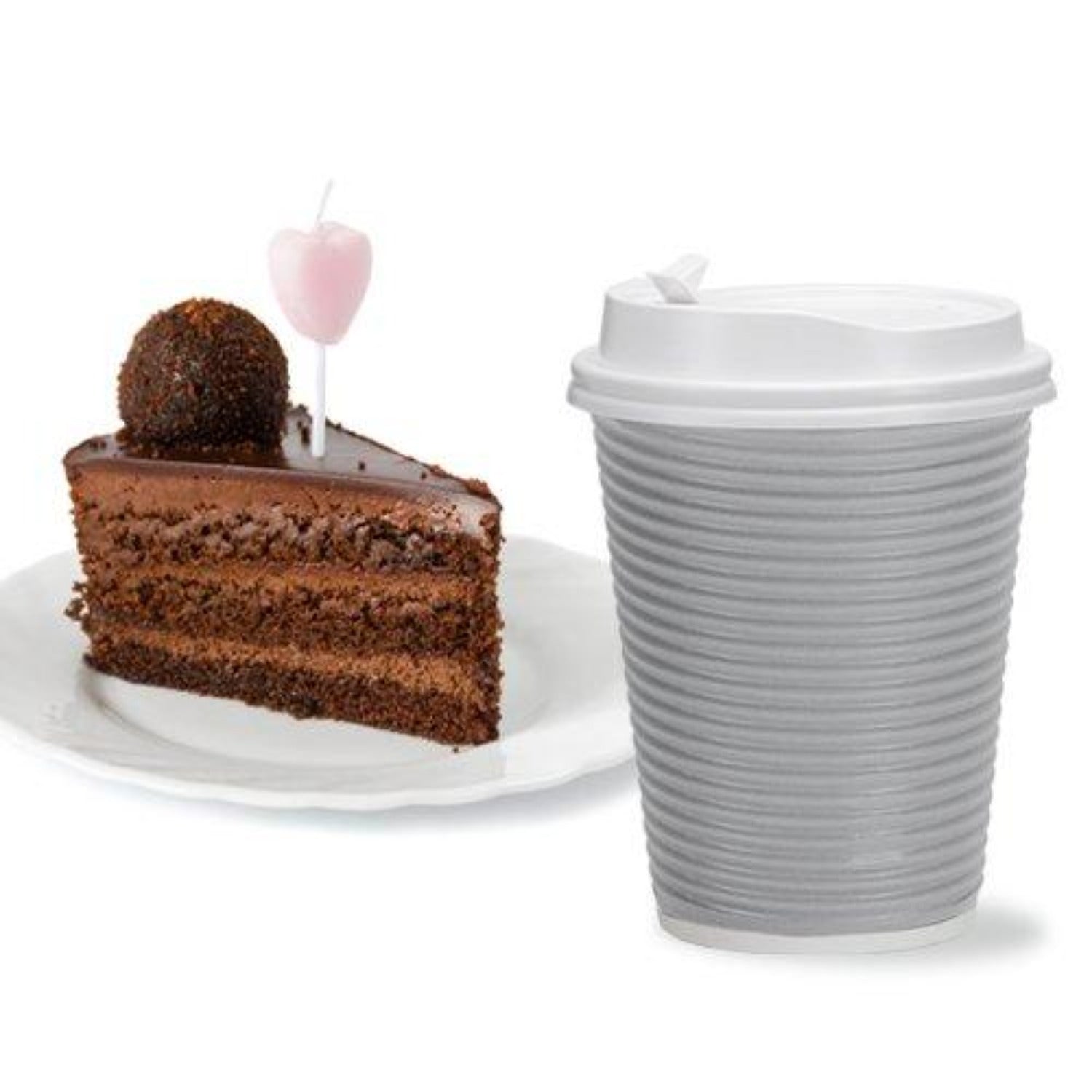 12 oz Paper Cup Ripple Hot Cold Silver with lid