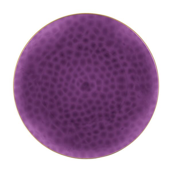 Organic Hammered 7" Purple & Gold Disposable Plastic Appetizer/Dessert Plates