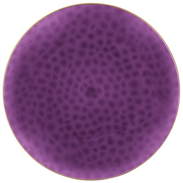 Organic Hammered 7" Purple & Gold Disposable Plastic Appetizer/Dessert Plates