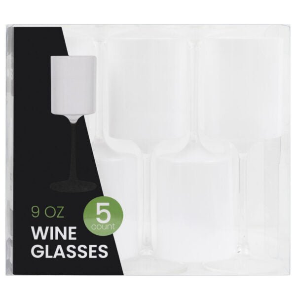 9oz Two Tone White/Clear Plastic Disposable Wine Goblets