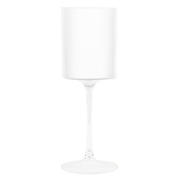 9oz Two Tone White/Clear Plastic Disposable Wine Goblets