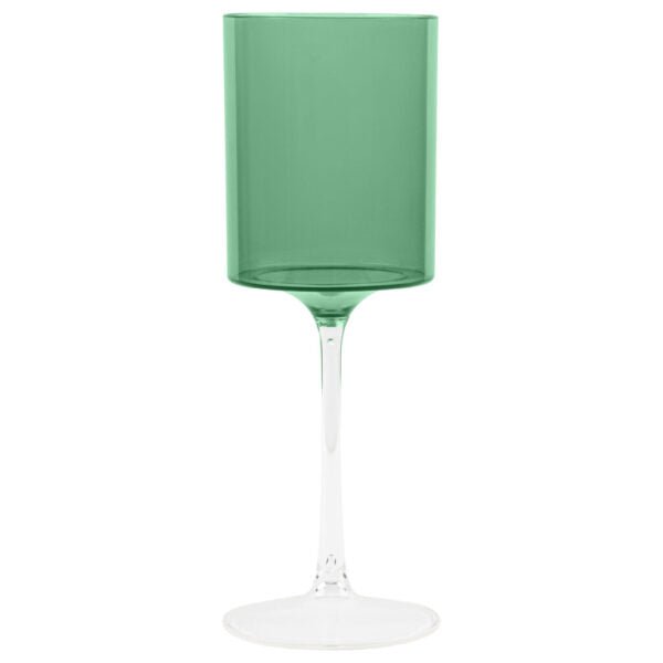 9oz Two Tone Green/Clear Plastic Disposable Wine Goblets