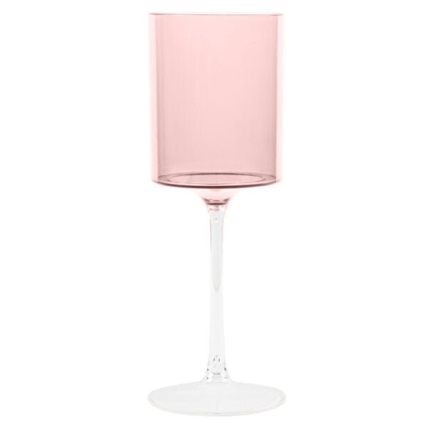 9oz Two Tone Pink/Clear Plastic Disposable Wine Goblets
