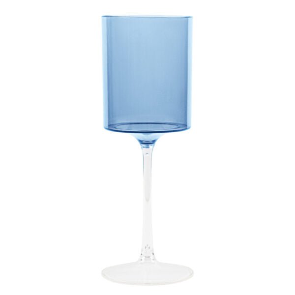 9oz Two Tone  Blue/Clear Plastic Disposable Wine Goblets