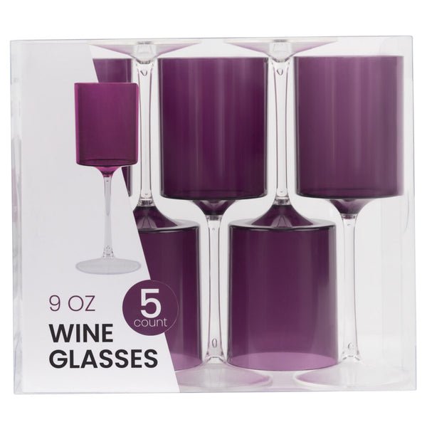 9oz Two Tone Purple/Clear Plastic Disposable Wine Goblets