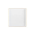 Edge 7.75" Transparent White with Gold Rim Square Dessert Plastic Plates