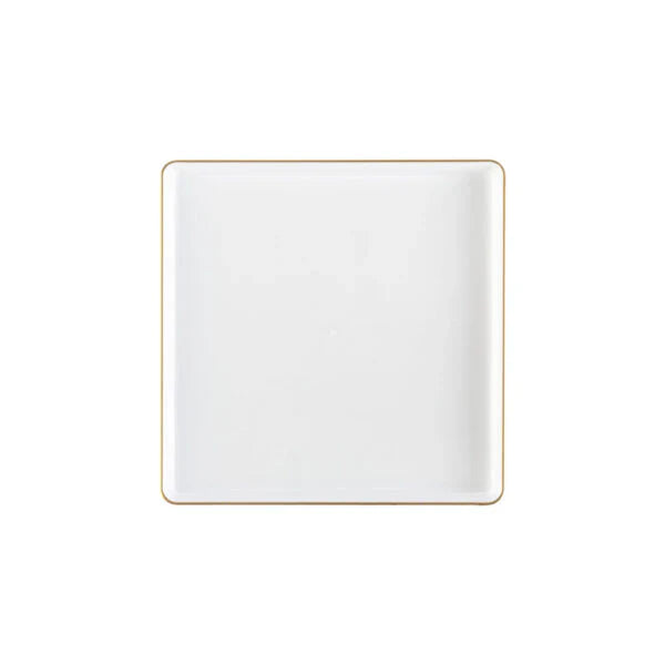 Edge 7.75" Clear with Gold Rim Square Dessert Plastic Plates