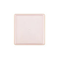Edge 7.75" Transparent  Pink with Gold Rim Square Dessert Plastic Plates