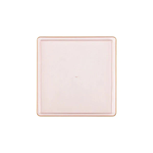 10.75"&7.75" Square Pink With Gold Rim Plastic Plates COMBO Set-Edge