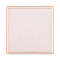 Edge 10.75" Transparent  Pink with Gold Rim Square Plastic Dinner Plates