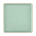 Edge 10.75" Transparent Green with Gold Rim Square Plastic Dinner Plates