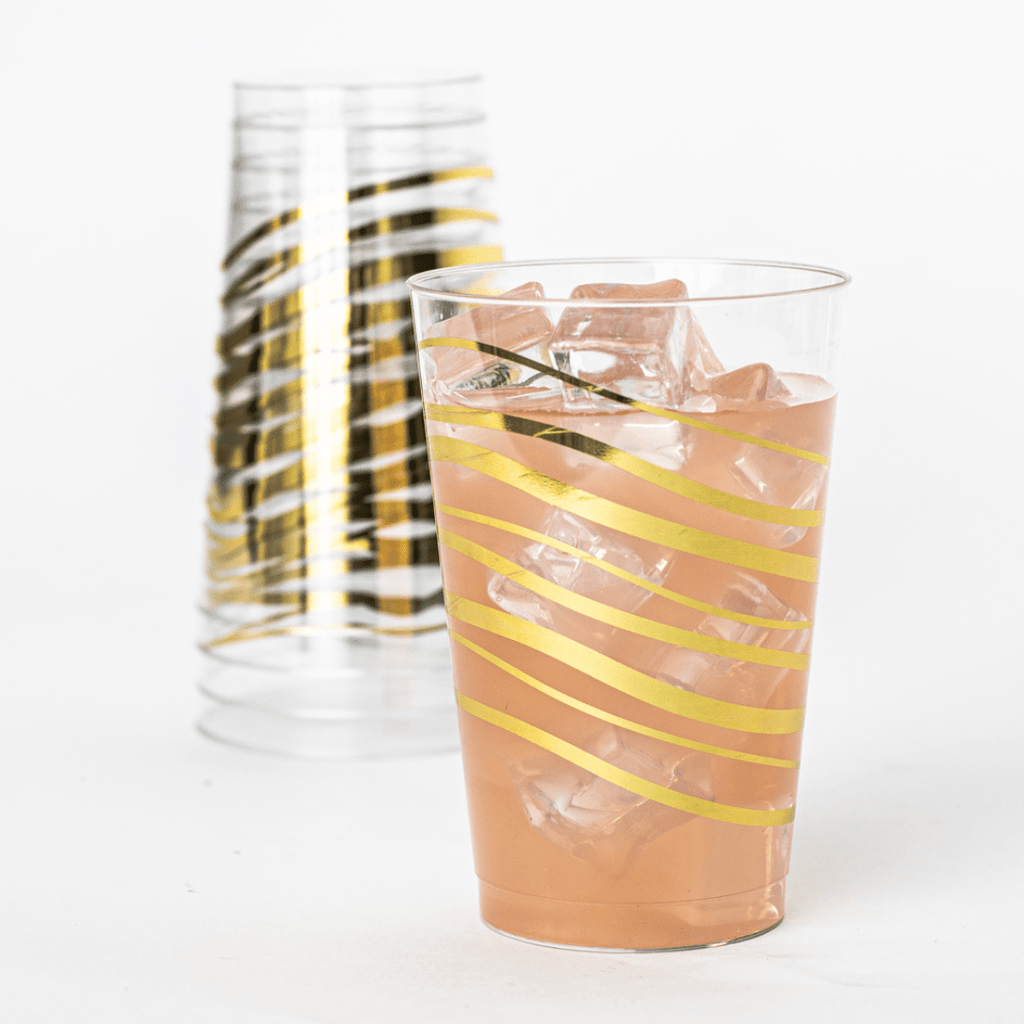 12oz Hard Plastic Ripple Transparent Gold Cups