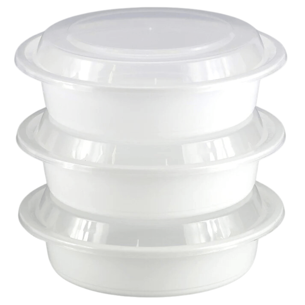 32oz Container With Lid Extra Strong White round Disposable Meal Prep Plastic