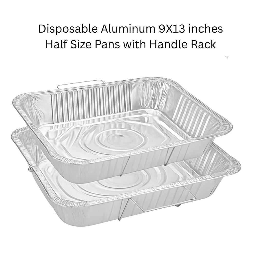 Combo Handle Rack Disposable Aluminum Foil for Turkey Roaster, Full Size, Half Size pan