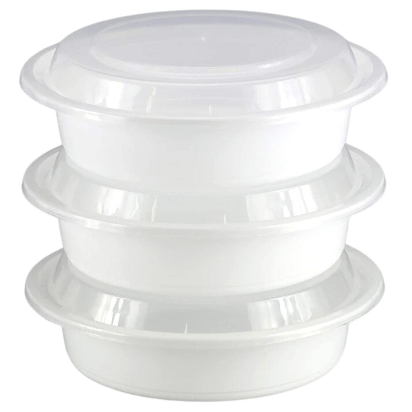 48oz Container With Lid Extra Strong White Round Disposable Meal Prep Plastic