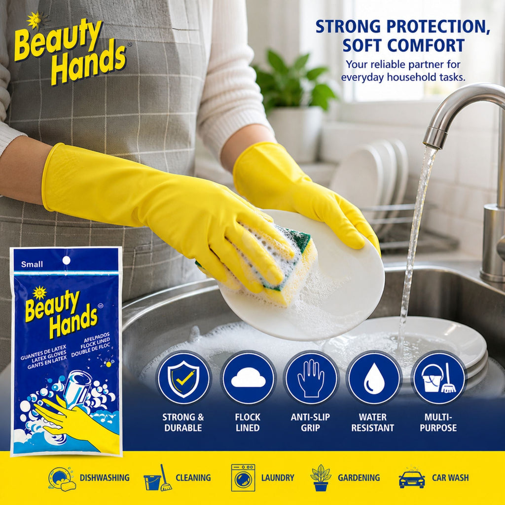 Latex Gloves Reusable Yellow Hand Cleaning Medium- 1 Pair