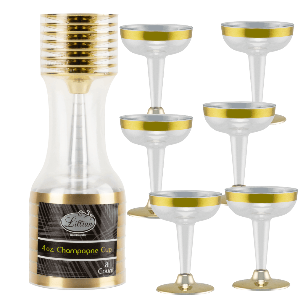4oz Clear Gold Rim & Bottom Plastic Champagne Cocktail