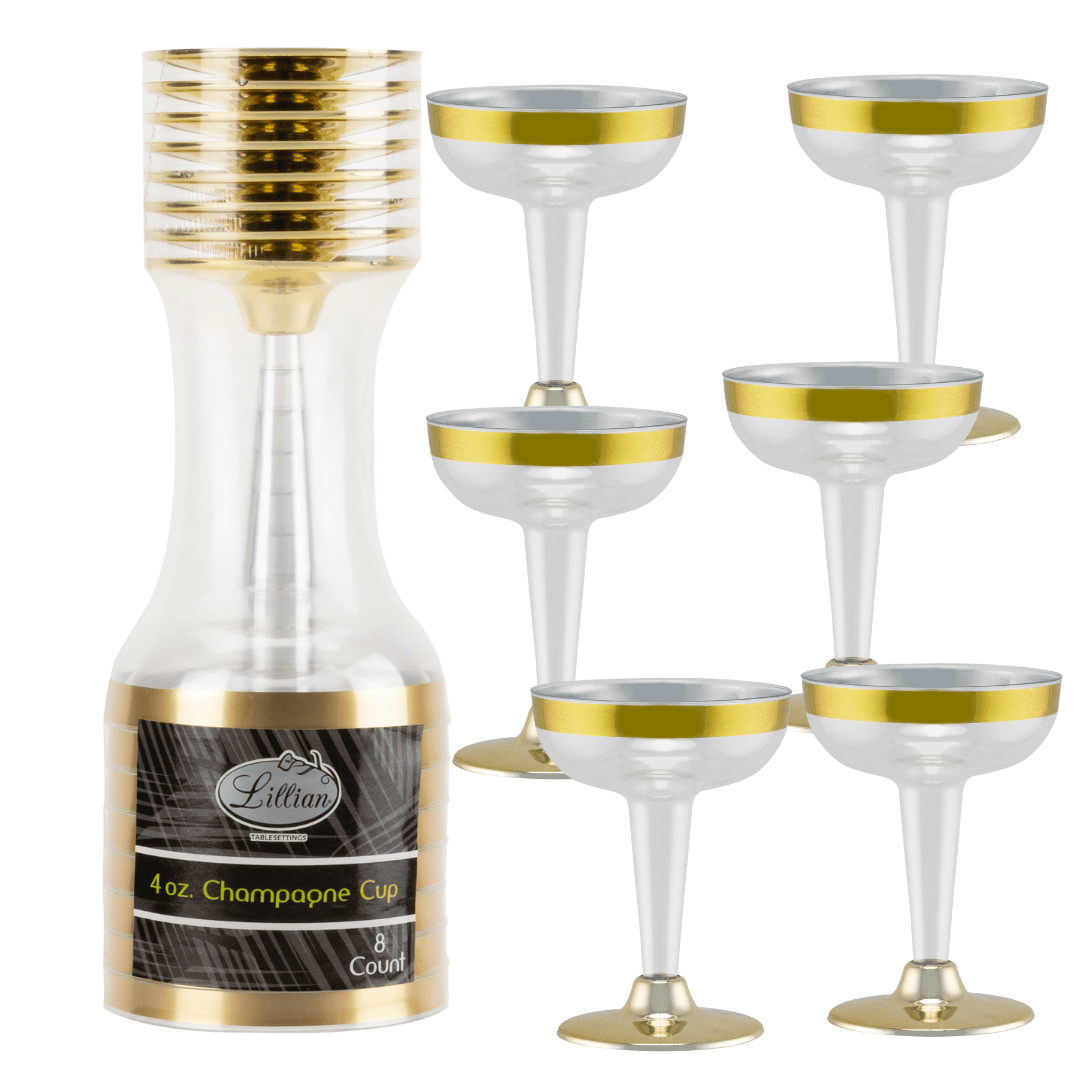 4oz Clear Gold Rim & Bottom Plastic Champagne Cocktail