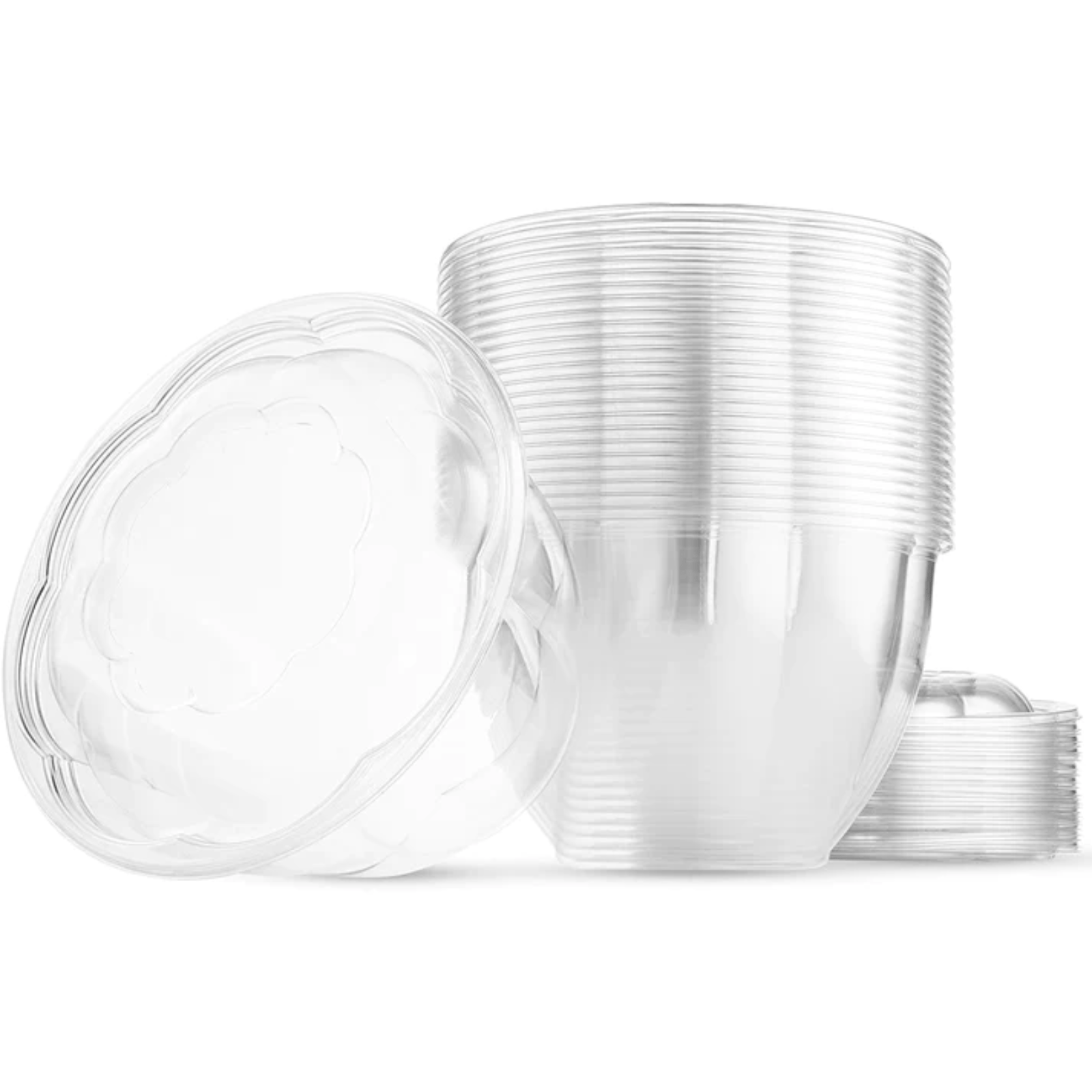 *WHOLESALE* 48oz. Rose Salad Bowl Plastic Disposable Containers with lids 150/case