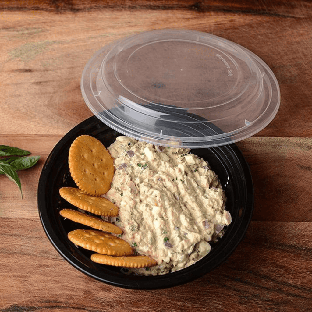 *BUY BULK*32oz Black Meal Prep Plastic Disposable Container with Clear Lid