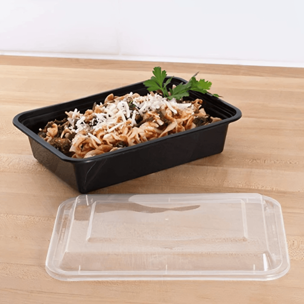 *WHOLESALE* 16oz Black Plastic Rectangular Containers with lids  150/Case