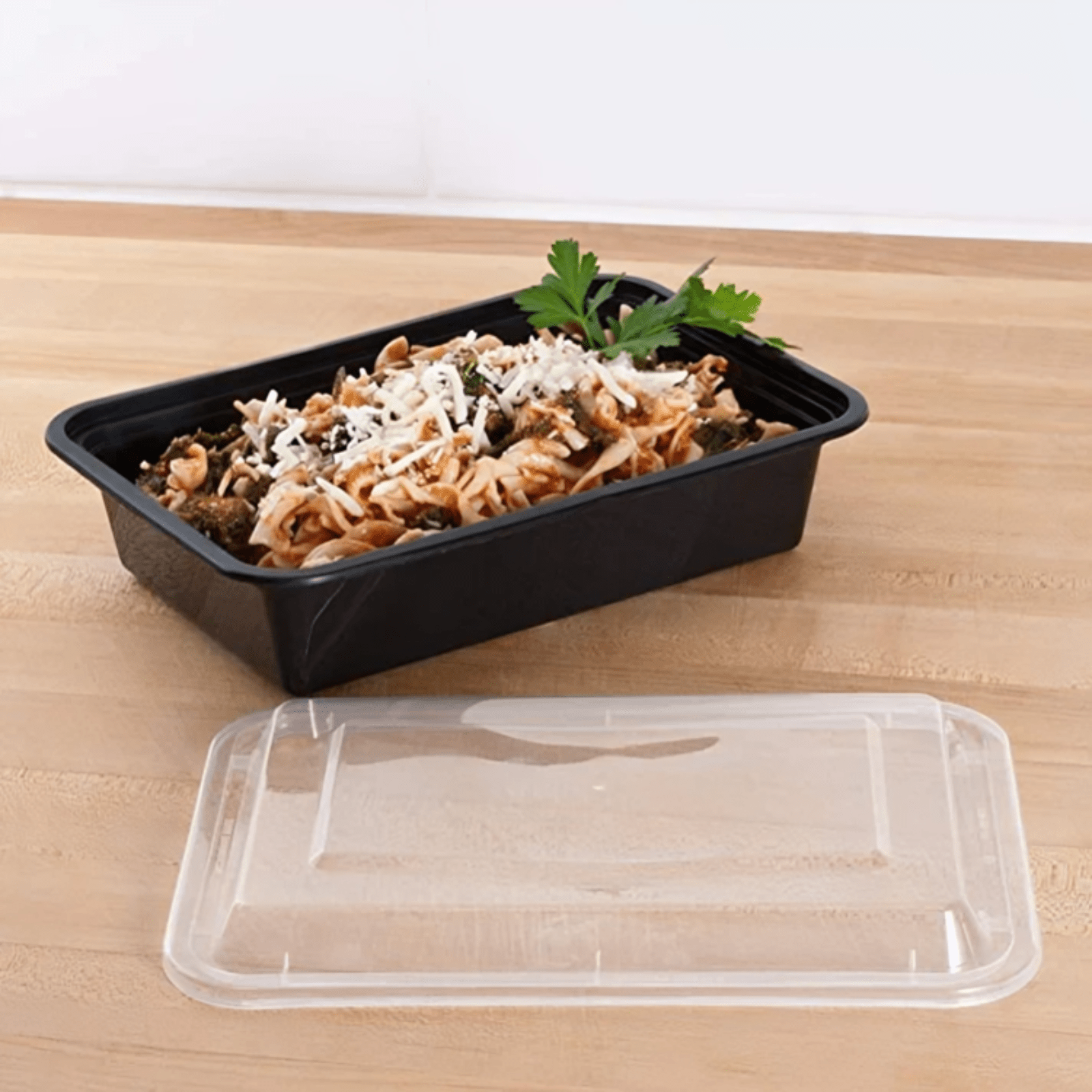 *WHOLESALE* 16oz Black Plastic Rectangular Containers with lids  150/Case