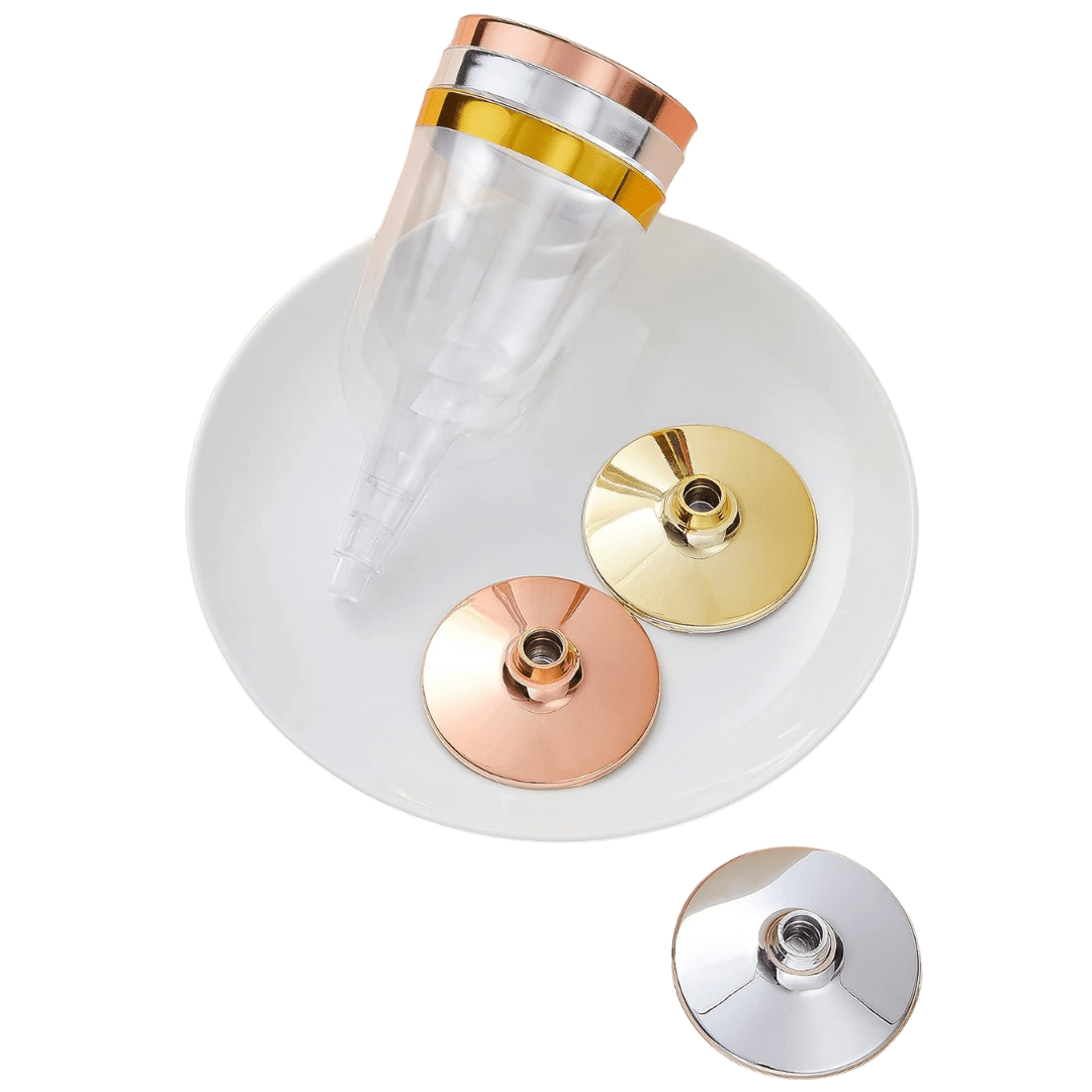 6.5oz Wine Cups With Silver Rim & Bottom Plastic Disposable