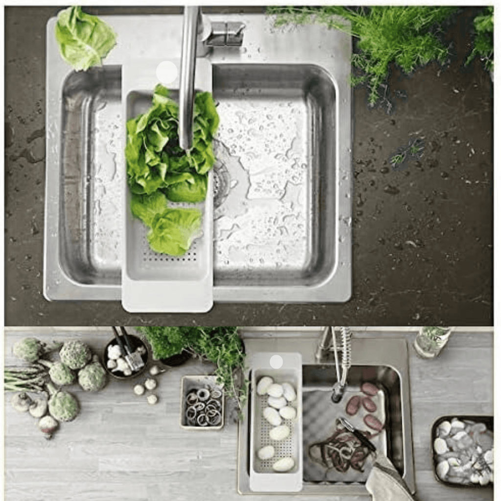 Over‑Sink Plastic Colander Strainer Gray Basket: 1 Piece