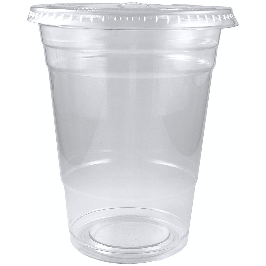 16oz  Clear PET Cups With Flat Lid & Straw, for All Kinds of Beverages  Plastic
