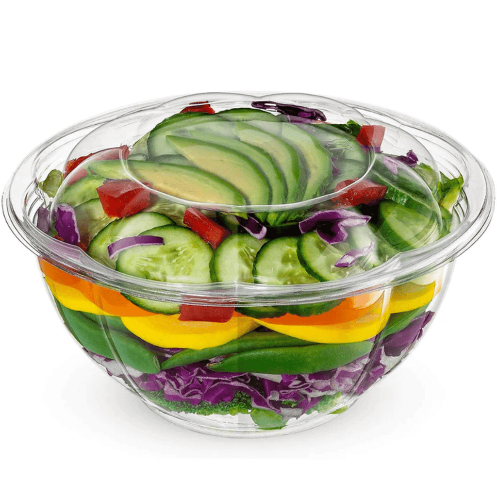 *WHOLESALE* 32oz Salad Bowls To-Go Containers with lids Plastic Disposable 150/case