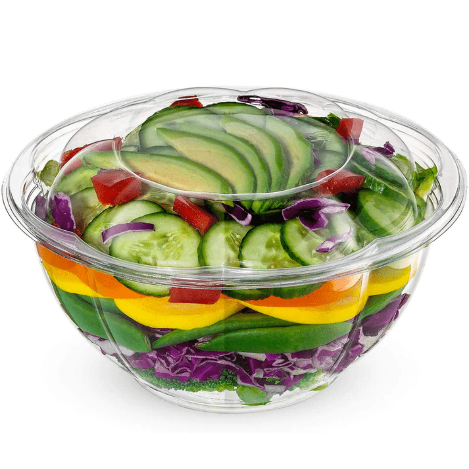 *WHOLESALE* 32oz Salad Bowls To-Go Containers with lids Plastic Disposable 150/case